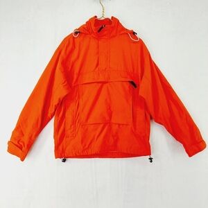 GAP Vintage Quarter Zip Orange Hooded Nylon Pocket Pullover Ski Jacket  P2931
